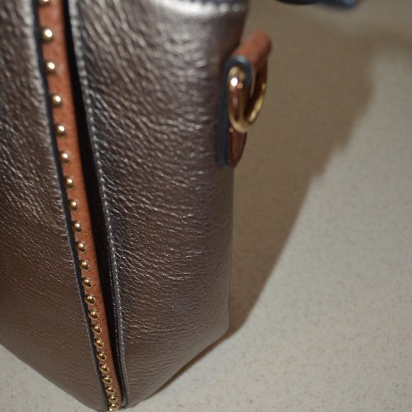 Treska Silver & Brown Studded Shoulder Bag - NWOT - Picture 9 of 16